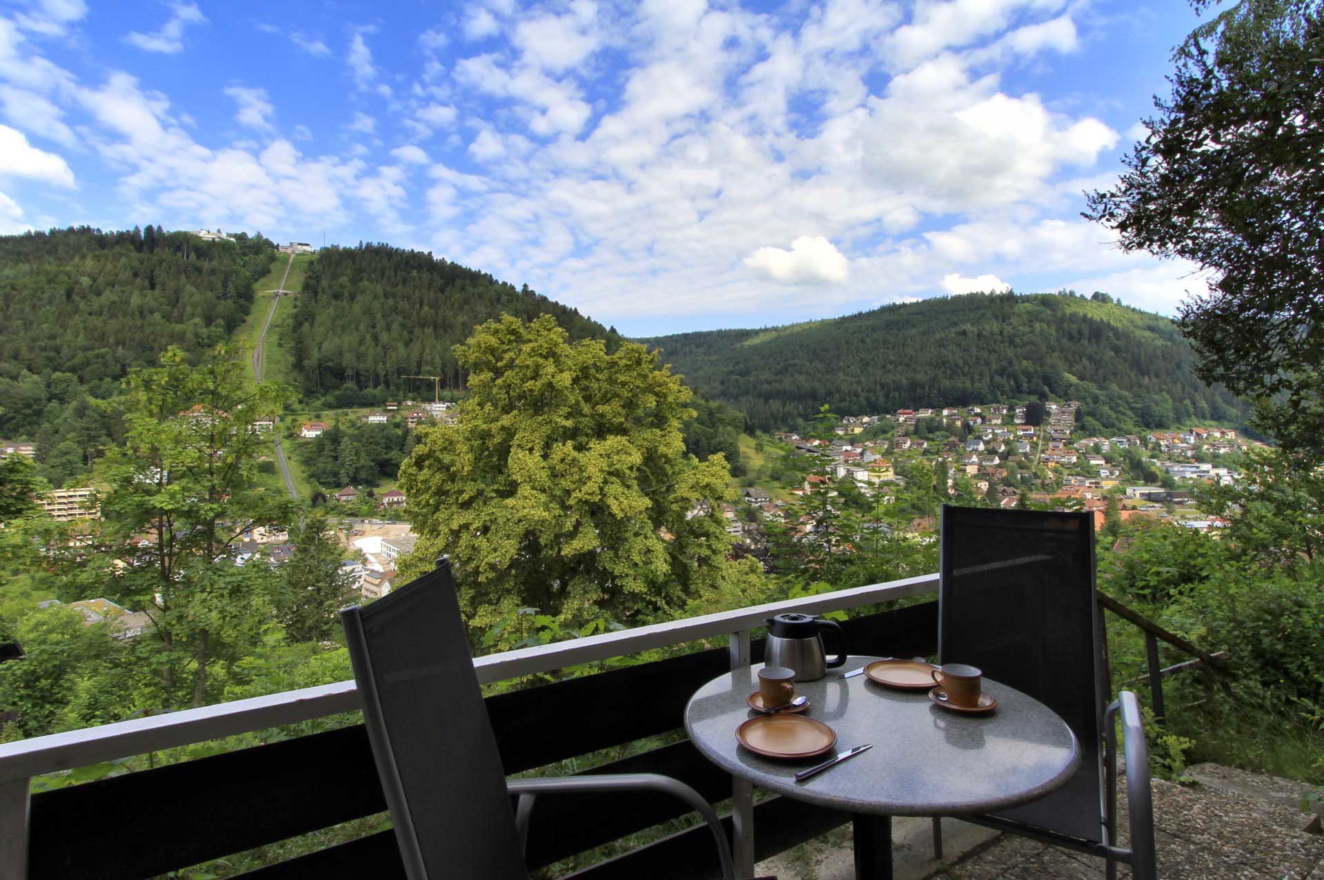 Aussicht von der Panoramaterasse der SchwarzwaldDELUXE Ferienwohnung